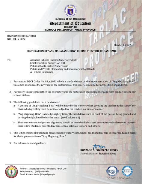 deped tarlac memo|Division Memo No. .